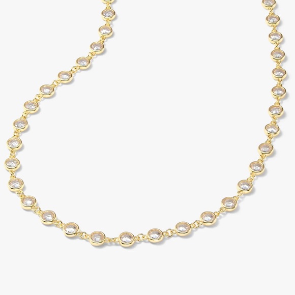 NWT Beautiful and elegant delicate chain with rose cut 5mm CZ diamonds, 15-19”L - Picture 2 of 6